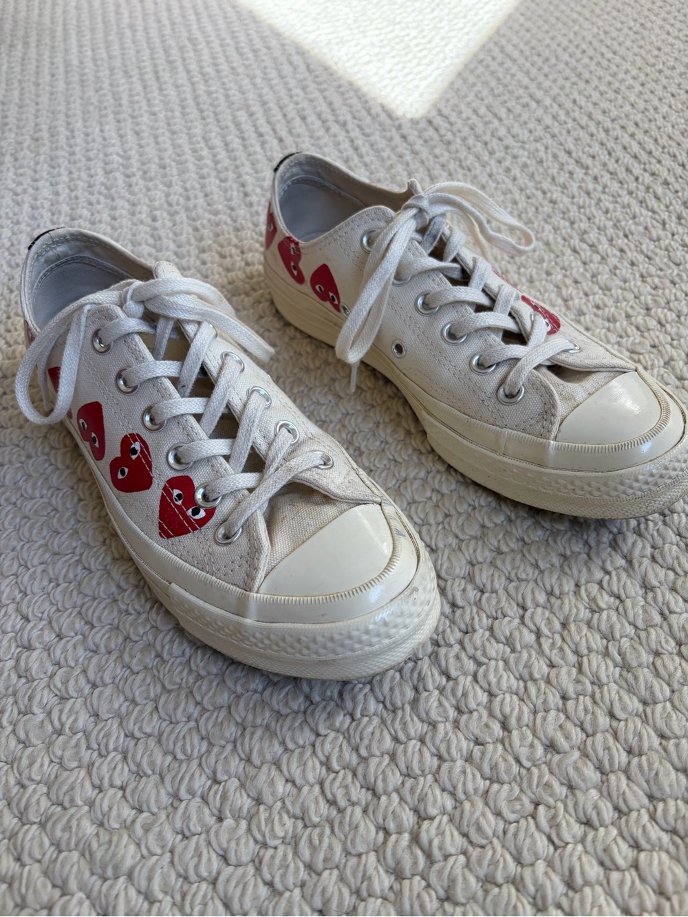Converse x Comme des Garcons PLAY White Canvas Low-Top Sneakers